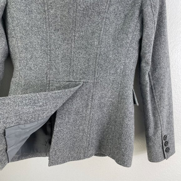 Theory Womens Size 0 Gray Wool Blend Button Asymmetric Military Blazer Jacket - Picture 14 of 15